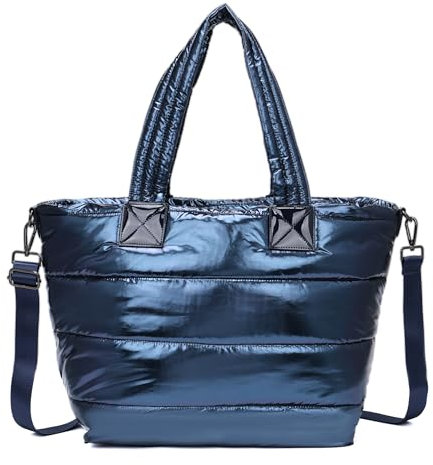 OBC XXL Damen Tasche Nylontasche Shopper Schultertasche Umhängetasche Beuteltasche Handtasche Weekender Reisetasche Shopping Bag Dunkelblau