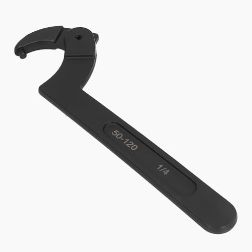 Tissting C Hook Spanner 50 to 120mm Adjustable Wrench Shock Absorber | Hook Spanner CRV Round Head C Type Motorcycle Shock Wrench for Hydraulic Ram Cylinder Mechanical Machine Vehicles
