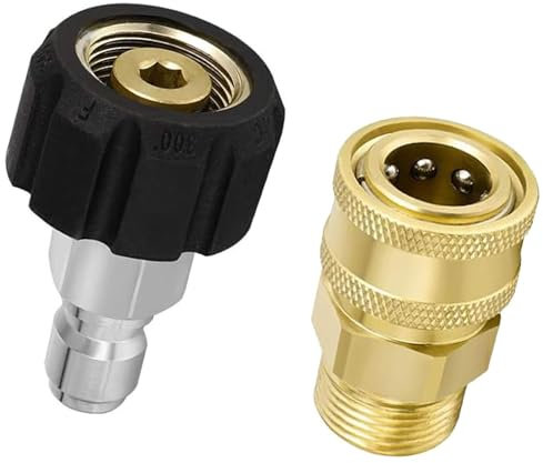 lcyen M22-14 Pressure Washer Adapter Kit, 1/4 Quick Connect, Stainless Steel & Brass, 5000 PSI, 6.35mm, 2 Pack
