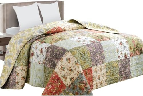 Copriletto patchwork Dakota, vintage, matrimoniale in stile patchwork, 220 x 240 cm