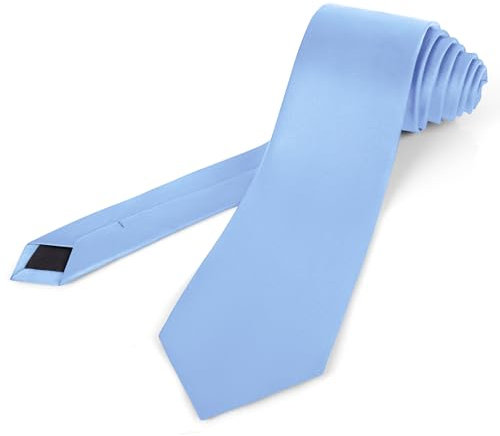 Puistr XL Herren-Krawatte, extra lang, einfarbig, 8,5 cm, große und hohe Krawatte für Herren, inklusive Geschenkbox, Hell, blau, Medium
