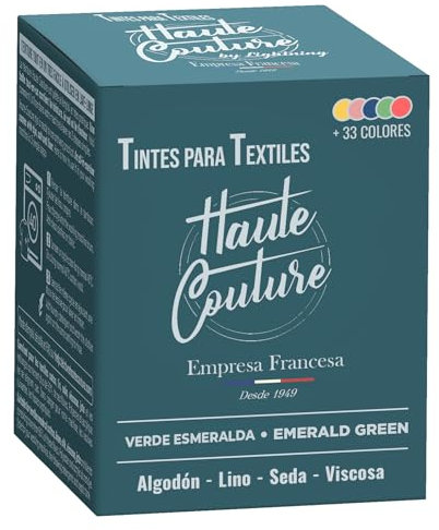 HAUTE COUTURE - Tinte para Ropa y Textil Verde - 350g - Verde Esmeralda -Tinte Textil Todo en uno - Listo Para Teñir Ropa y Tejidos
