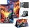 RWUTYTIUL for Universal Tablet Case 9.7 9.6 10.1 10.2 10.4 10.5 Android, 360 Degree Rotating Kickstand Protective Stand Case with Multiple Viewing PU Leather Shell Case, Blue Red Dragon