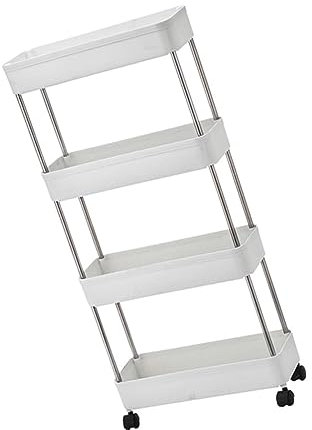 JEWEDECO 4stufe Küchenwagen Stufiger Aufbewahrungswagen Mobiler Organizer Für Badezimmer Und Waschküche Platzsparend Mit Drehung Für Gewürze Und Haushaltsartikel