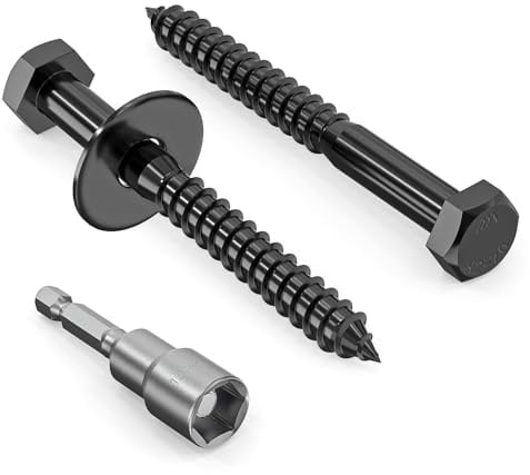 Zuyya 12 viti per legno esagonali M8 x 75 mm, viti a testa esagonale, in acciaio inox A2 V2A, con rondelle e chiave a bussola