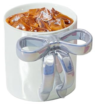 Ribbon Bow Cup | Aesthetic Bow Handle Coffee Mugs | Multipurpose Large Capacity Kitchen Drinkware Accessories for Orange Juice Latte