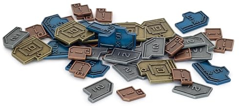 Stonemaier Games: Metal Sci-Fi Coins (Vantage) | Sci-Fi Coins to Enhance Your Gameplay | 45 Metal Coins - $1 (x 18), $2 (x12), $5 (x9), and $10 (x6) Coins Made of Zinc Alloy | 45 Metal Sci-Fi Coins to Enhance Your Game Play - $1 (x18), $2 (x12), $5 (x9), and $10 (x6) made of zinc alloy
