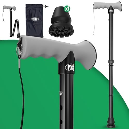 VOCIC G01 Gehstock für Herren und Damen,10-Fach verstellbar,158kg Tragkraft