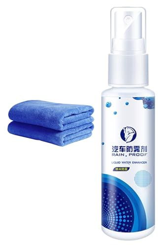 Fyrdyn Anti Fog Spray for Windshield - Car Glass Anti-Fog Agent with Towel | Professional Long-Lasting Rainproof Defogger for Vehicle Mirror Window Interior Exterior