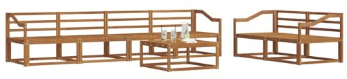 vidaXL Ensemble de canapés d'extérieur 7 pcs Naturel, Canapés d'extérieur Modernes, mobilier de Patio Durable, sectionnels de Jardin, déco pour Salon au Bord de la Piscine