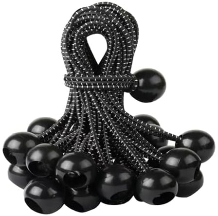 Okiyakusama 20 Stück Trampoline Ball Bungee Kordeln Elastische Seile aus Strapazierfähigem Polyester Latex Material für Kindertrampolin Geschenk Heimnutzung Zelt, Schwarz