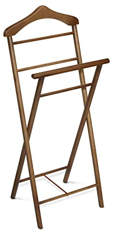 Betten-ABC Bubema Hedi Herrendiener, Kleiderständer, Stummer Diener, Kleiderbutler für Schlaf- oder Ankleidezimmer, B47 x L35 x H116 cm, Buche Nussbaum Gebeizt