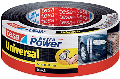 tesa Reparaturband extra Power Universal, gewebeverstärktes Folienband, schwarz (Menge 2, 50m:48mm)