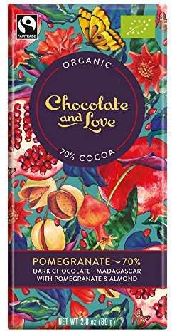 Chocolate and Love Organic Dark Chocolate & Pomegranate 70%, 80 g