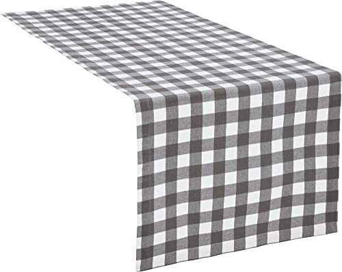 REDBEST Tischläufer, Tischdecke Landhaus karo Nashville grau Größe 50x150 cm - strapazierstark, langlebig, glattes Gewebe, mit Kuvertsaum (weitere Farben, Größen)