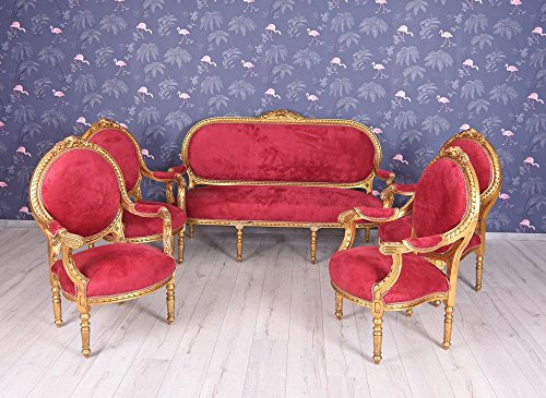 Wohnzimmergarnitur Barock Sofa 4 Sessel Couchgarnitur Sofagarnitur Barock Palazzo Exklusiv