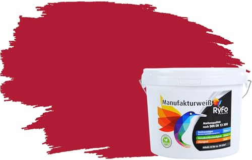 RyFo Colors Bunte Wandfarbe Manufakturweiß Weinrot 3l - weitere Rot Farbtöne und Größen erhältlich, Deckkraft Klasse 1, Nassabrieb Klasse 1