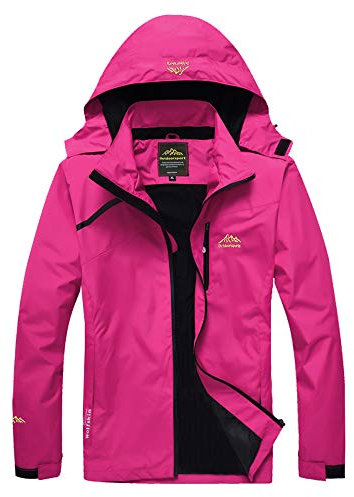 Volwassan Veste imperméable légère pour femme avec capuche pour la course à pied, la pêche S Rose bonbon