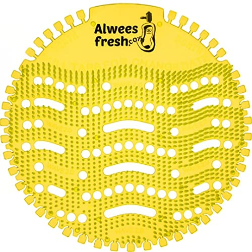 Alwees Fresh Urinalsieb mit Duft (Lemon), WC Spritzschutz Urinal Einsatz, passend für die führenden Marken- & Wasserlose Urinale, Anti-Spritz & Geruchs-Neutralisierendes Urinal Sieb, 10er-Pack