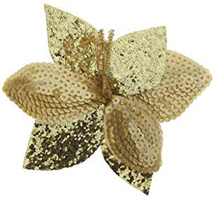 Zac's Alter Ego - Spilla a forma di fiore con paillettes bicolore su elastico e spilla, vari colori, Giglio dorato., Taglia unica