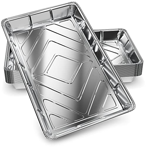 20 Pack - Disposable Aluminium Foil Baking Trays, Tray Bakes, Containers for Baking, Roasting, Freezing, Storage, Cooking, BBQs, Brownies | Delahunt Catering Supplies | 32cm x 20cm x 3.3cm