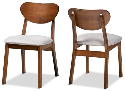Baxton Studio Damara Lot de 2 chaises de salle à manger en bois finition noyer gris