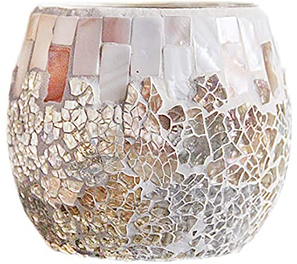 ANCLLO Porte-bougie en verre mosaïque pour décoration d'intérieur, table, décorations de fête, cadeaux faits à la main pour elle, vase pour plantes en pot
