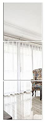 Myuilor Wandspiegel, flexibel, Nicht Glas, flach, Rahmenlos, 3-teiliges Set, Spiegelblätter, flexibel, Nicht Glas, Spiegel, Kunststoff