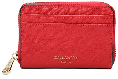 Petit Portefeuille Femme en Format Court - Porte-Monnaie Carte Tout-en-Un Similicuir Zippé - Chic Léger (Rouge)