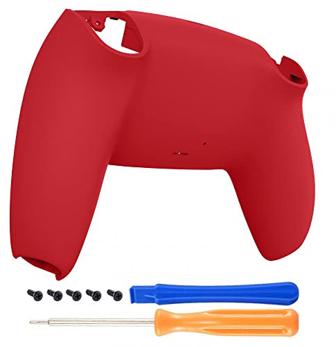 eXtremeRate Passion Red Soft Touch Grip Custom Back Housing Bottom Shell Compatible with ps5 Controller, Replacement Back Shell Cover Compatible with ps5 Controller