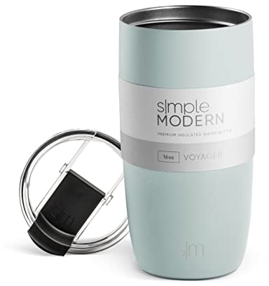 Simple Modern Thermobecher Kaffeebecher to go mit Klappdeckel | Isolierter Edelstahl-Kaffeebecher | Geschenke für Frauen und Männer | Voyager | 470ml | Sea Glass Sage