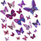 24 Stück 3D Schmetterlinge Deko Schmetterling Wanddeko 3D Schmetterlinge Aufkleber Dekorationen (Violett)