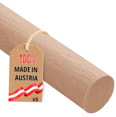 Gedotec Buchen-Rundstab 12 x 1000 mm - 5 Stück Rundholz Bastelstäbe | Buchenholz massiv, feingeschliffen, Laternenstab und Holzdübel zum Basteln, Dekoration & Modellbau, Holzstab, Holzstäbchen
