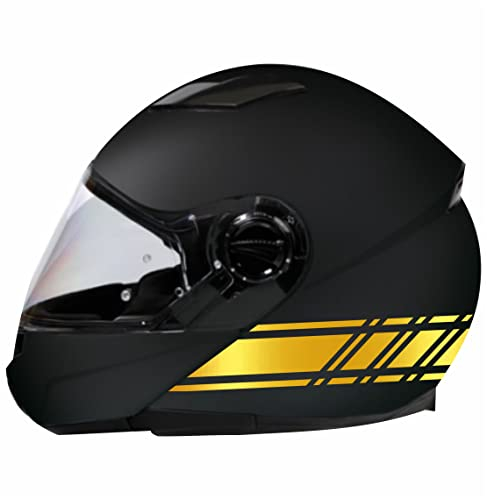 DualColorStampe Aufkleber für Motorradhelm, Motorrad, Motorroller, universell, Streifen, sportliches Design, Artikelnummer C0057 (Gold)