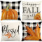 KISVODS Fall Pillow Covers 18×18 Set of 4 Fall Decorations Autumn Pillow Covers Buffalo Plaid Pumpkin Pillow Covers Holiday Rustic Linen Fall Pillow Case for Sofa Couch
