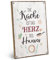 ARTFAVES® Wandbild Holzschild mit Spruch - Die Küche ist das Herz des Hauses - Türschild Retro Vintage Deko Bild Geschenk - Küche Sprüche