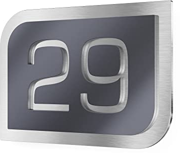 Graviers Design Numero civico personalizzabile in vetro acrilico + acciaio inox V2A 160x110 mm Antracite, Resistente alle intemperie, Antiruggine, Targa per porta d’ingresso, Made in Germany