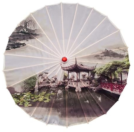 Parasol de style chinois classique en papier huilé, parapluie imperméable à la pluie, parasol suspendu en papier floral multicolore et parasol en papier peint en bambou