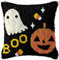 Ylkgogo Latch Hook Pillow Kit for Adults Kids DIY Throw Pillow Cover Crochet Yarn Kits Printed Canvas Halloween Pattern Sofa Decor 17 x 17
