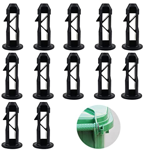 Lot de 12 Goupilles de Charnière pour Couvercle de Poubelles à Roulettes 65 x 18mm Charnières en Plastique Noir Fixe Des Poubelles Vis De Poubelle pour Poubelles Extérieures 240L Bacs à Ordures