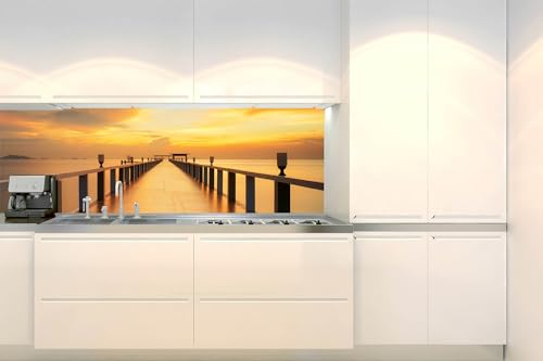 Dimex Küchenrückwand Folie Selbstklebend HÖLZERNE BRÜCKE 180 x 60 cm | Klebefolie - Dekofolie - Spritzschutz für Küche | Made in EU