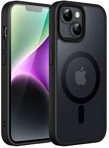 JETech Magnetisch Hülle für iPhone 14 Plus 6,7 Zoll Kompatibel mit MagSafe, Durchscheinende Matt Handyhülle Rückseite Dünn Stoßfest Schutzhülle (Schwarz)