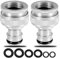 Adaptador de conector de grifo de manguera de latón, 3/4 pulgadas y 1/2 pulgadas 2 en 1 latón hembra para manguera, adaptador de grifo roscado (plata)