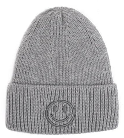 FASHION YOU WANT Strickmütze mit lächelndem Gesicht für Damen und Herren Smiley 1