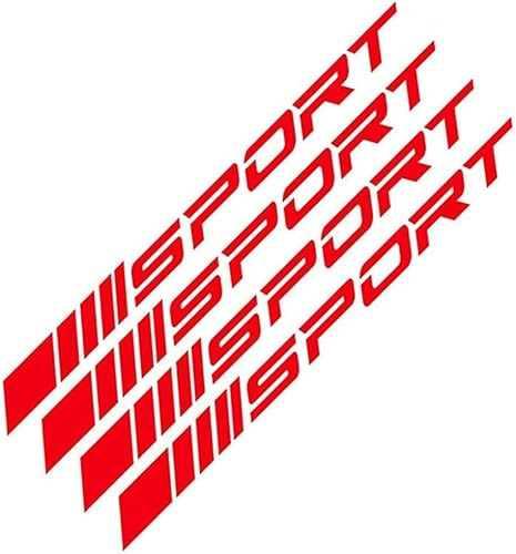 DPWOUM 4 x rote Sportaufkleber für Felgen, Rennauto, selbstklebend, Autotürfelgen, Radnaben-Aufkleber, Zubehör
