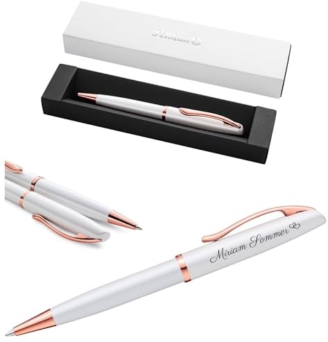 Pelikan Jazz® Noble Elegance K36 Kugelschreiber mit Gravur Geschenketui - einzigartige Stifte mit Namen - personalisierte Geschenke - Kugelschreiber personalisiert (Perlmutt Weiß)
