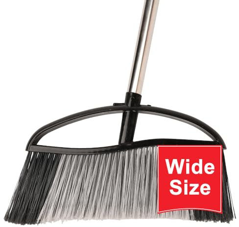 Gloffer Outdoor Broom, 15.7 Wide Heavy Duty With Long Handle, Angle Broom With Stiff Bristles, Commercial Sweeping for Yard, Garden, Garage, Patio (Black), OTDB-123