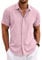 COOFANDY Chemises d'été Hommes Lin Manches Courtes Casual Plage Vacances Chemise Boutonnée Rose XL