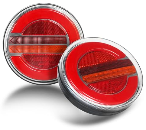 Qiping LED Hamburger Rückleuchten Anhänger,LKW PKW RV Rund Rücklicht Anhänger Beleuchtung,12/24V DC Rücklichter Set mit E9-Geprüfte