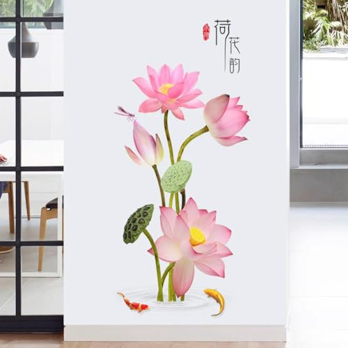 YTDJJWLS Creativa China viento decoración de pared pintura sala de estar estudio fondo pegatinas de pared rosa